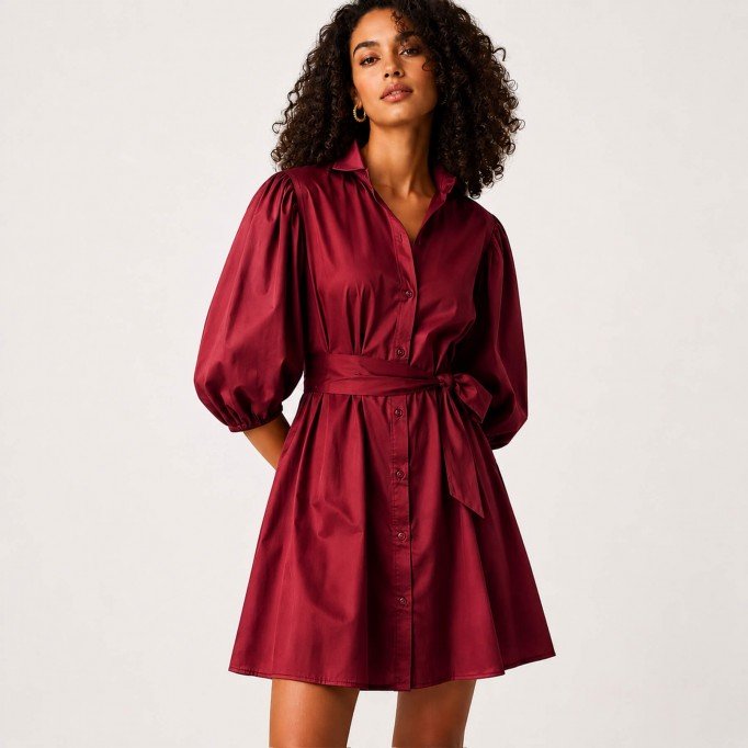 Tessuto Popeline di Cotone Raso Rosso Scuro Tessuto Popeline di Cotone Raso Rosso Scuro - (Deco Tessuti)