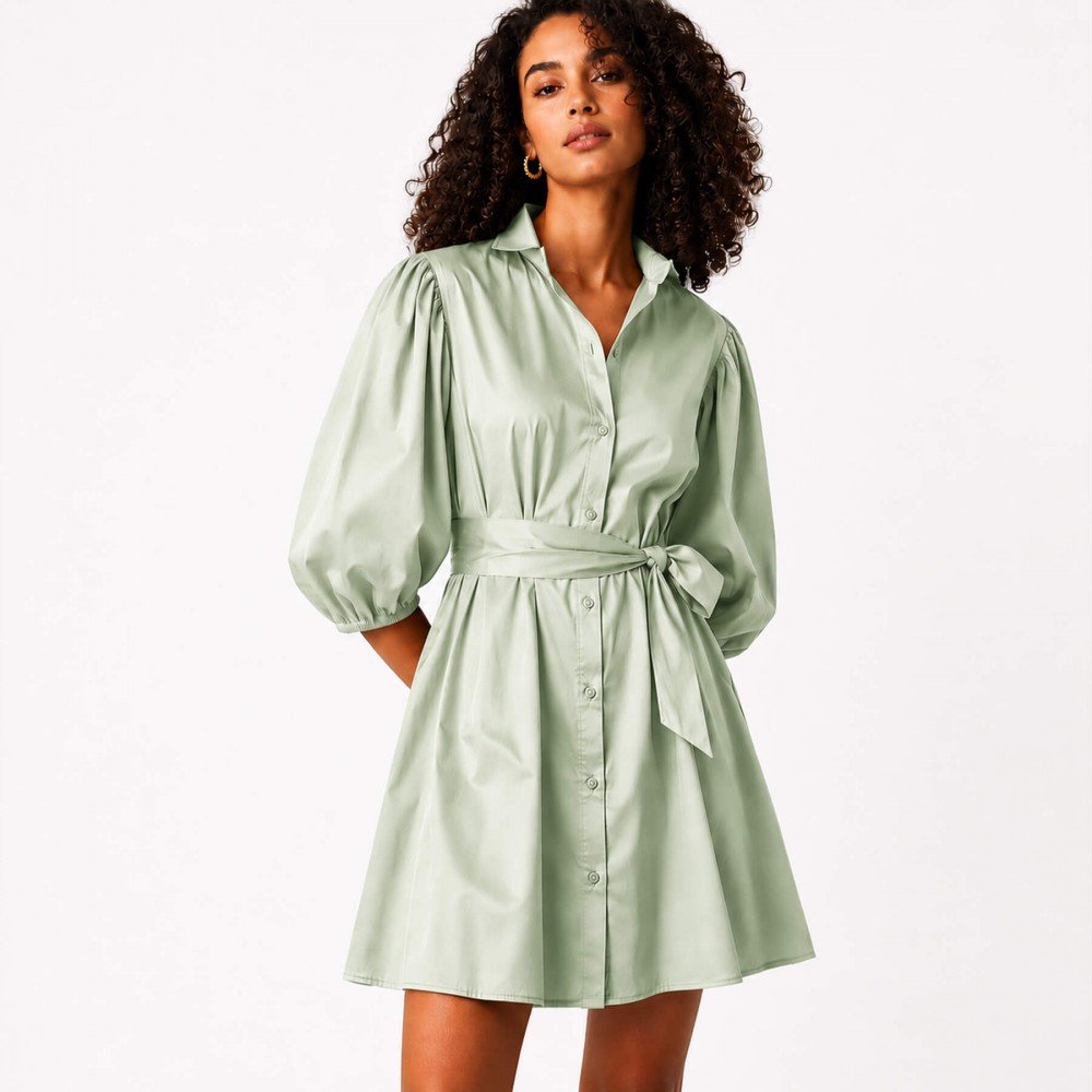 Poplin Satin Cotton Fabric Dusty Green Poplin Satin Cotton Fabric Dusty Green