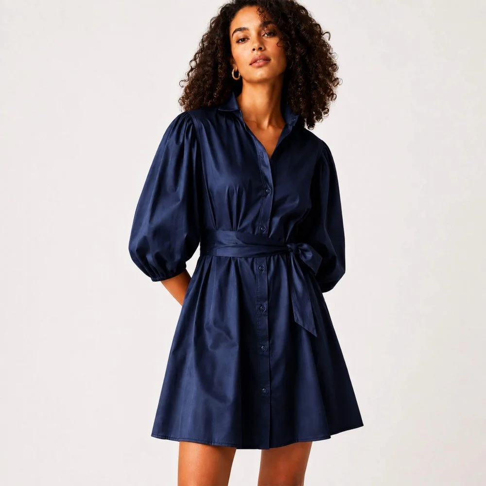 Baumwoll Satin Poplin Stoff Marine Baumwoll Satin Poplin Stoff Marine - (Dekostoffe)