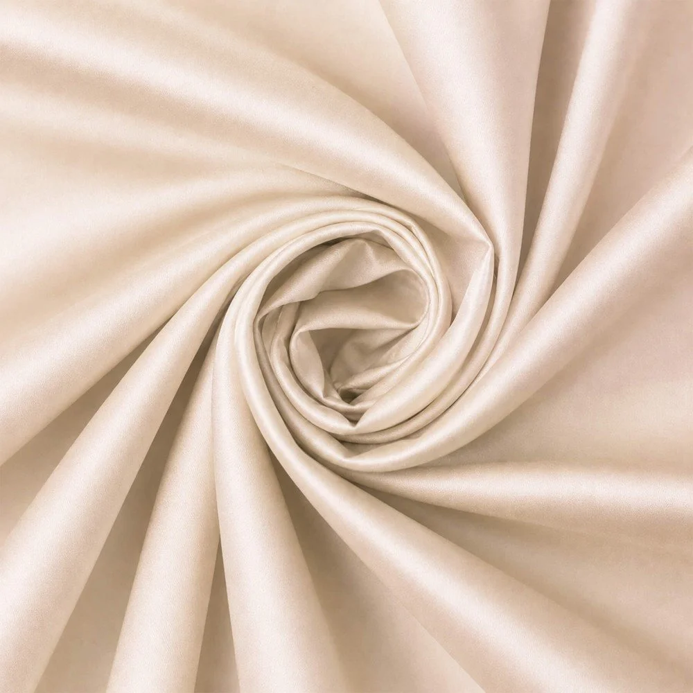 Tessuto Popeline di Cotone Raso Beige Chiaro