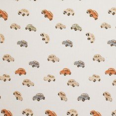 Rib Knit Jersey Fabric - Oldtimer Cars