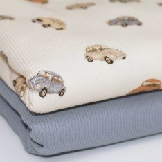 Rib Knit Jersey Fabric - Oldtimer Cars