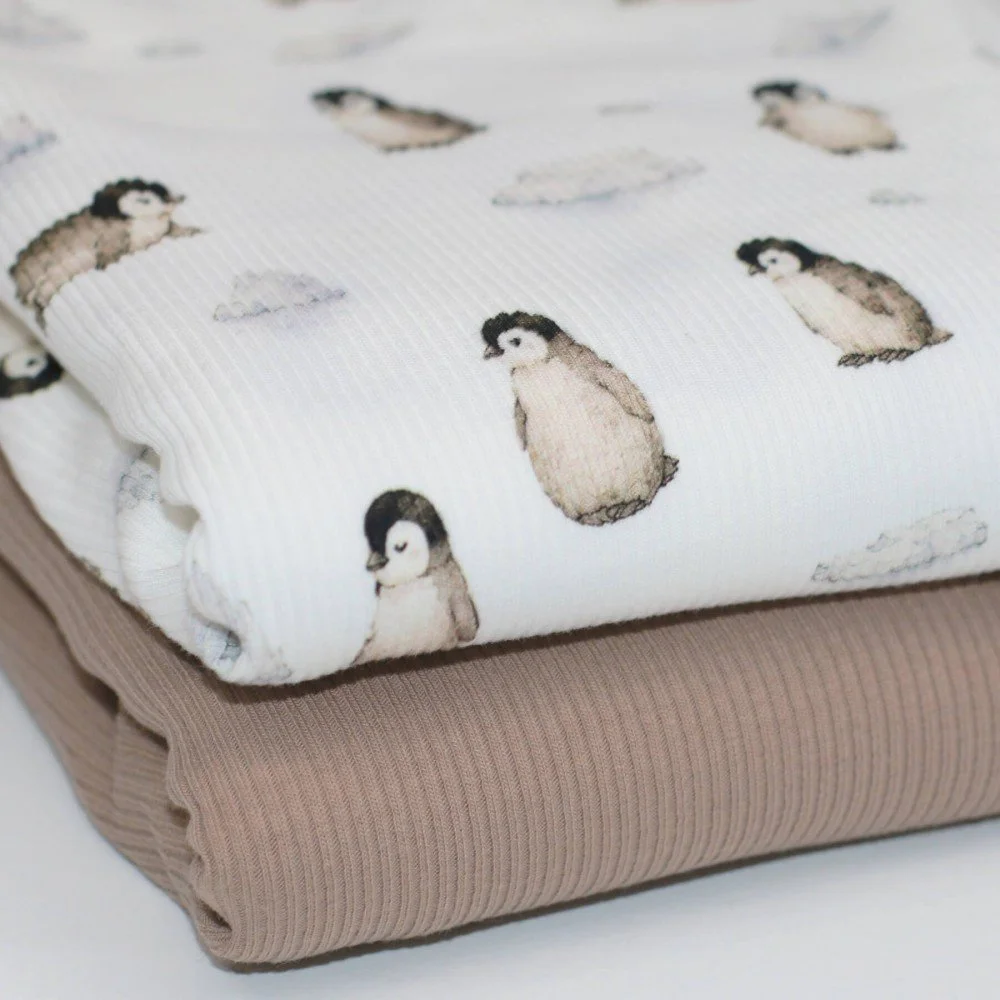 Rib Jersey Stof - Pinguïns Op Een Ijsblok