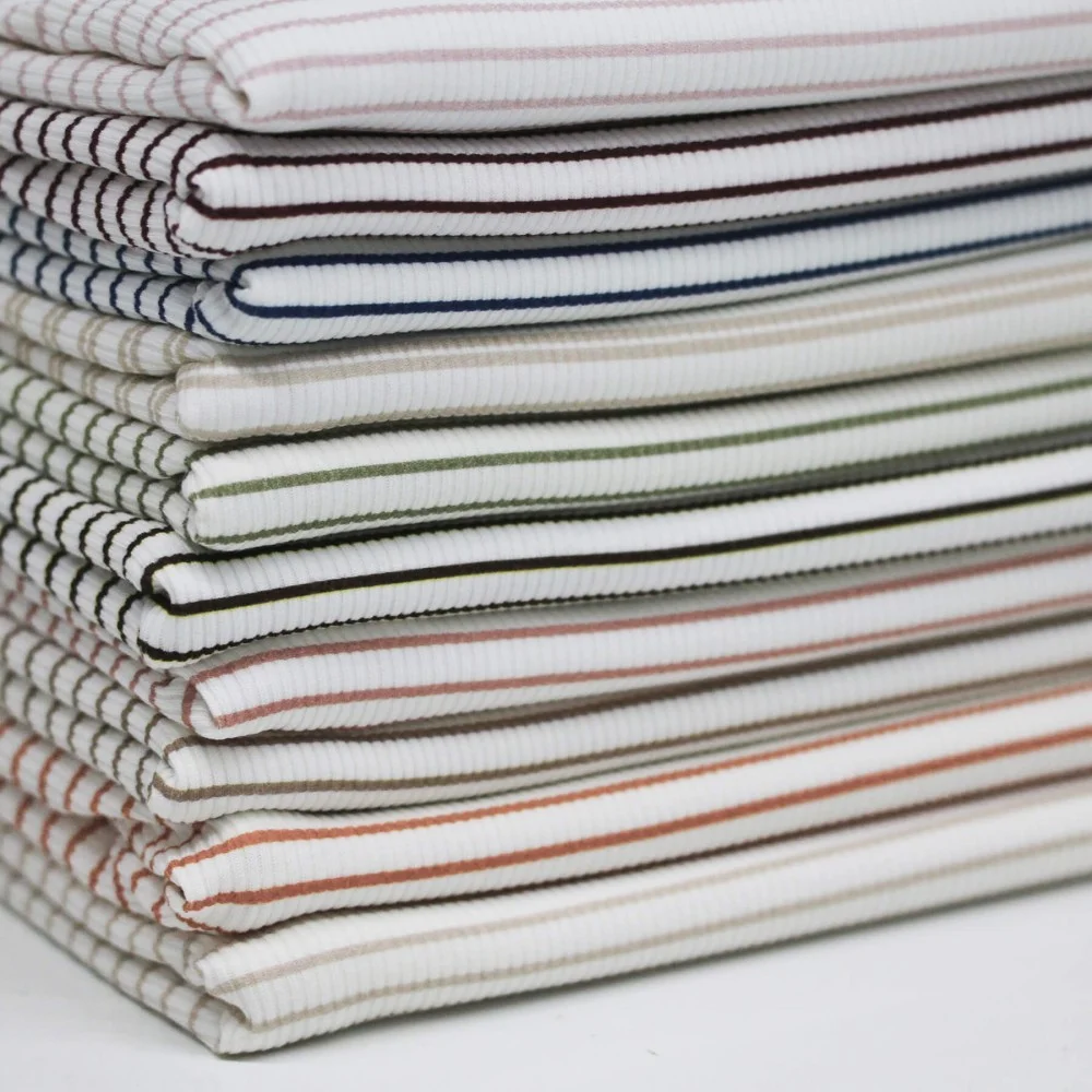 Rib Jersey Stof Bedrukte Streep Surprise Box 10 x 1 Meter