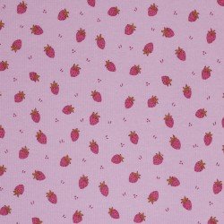 Tessuto Jersey Costine Stampa Digitale - Fragole Lilla