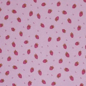 Rib Knit Jersey Fabric - Strawberries Lilac