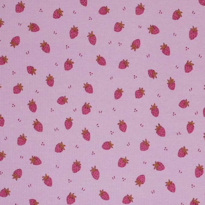 Rib Knit Jersey Fabric - Strawberries Lilac Rib Knit Jersey Fabric - Strawberries Clay Pink - (Jersey Fabrics)