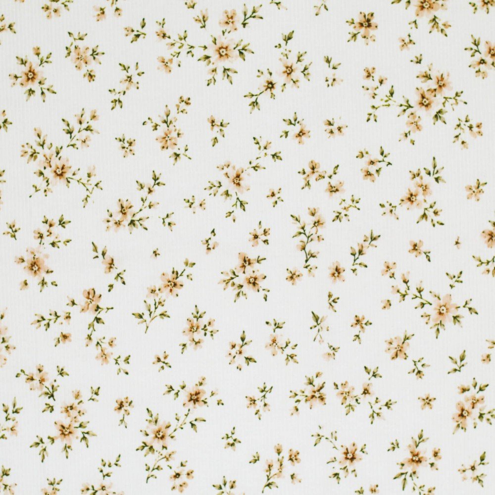 Rib Jersey Strikstof - Klassisk Blomst Naturel