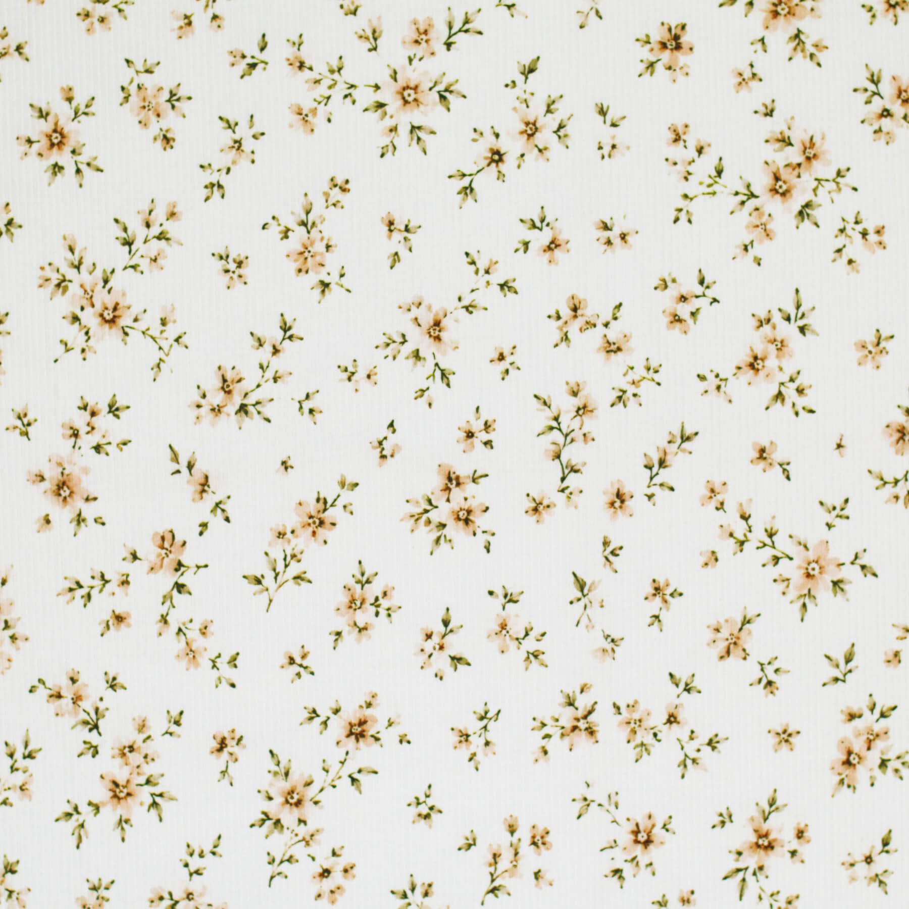 Rib Jersey Stof - Klassieke Bloem Naturel