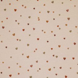 Rib Jersey Stof - Confettihartjes