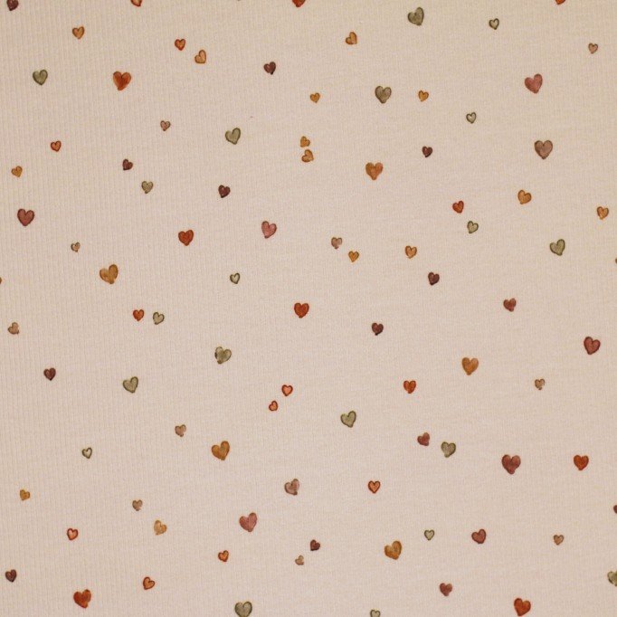 Rib Knit Jersey Fabric - Confetti Hearts Print Rib Knit Jersey Fabric - Confetti Hearts - (Jersey Fabrics)