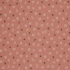 Rib Knit Jersey Fabric - Little Daisy Clay Pink