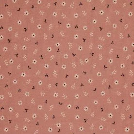 Rib Knit Jersey Fabric - Little Daisy Clay Pink Rib Knit Jersey Fabric - Little Daisy Clay Pink