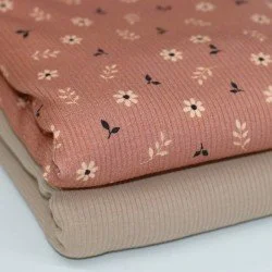 Rippstrick Jersey Stoff - Klein Gänseblümchen Lehm Rosa