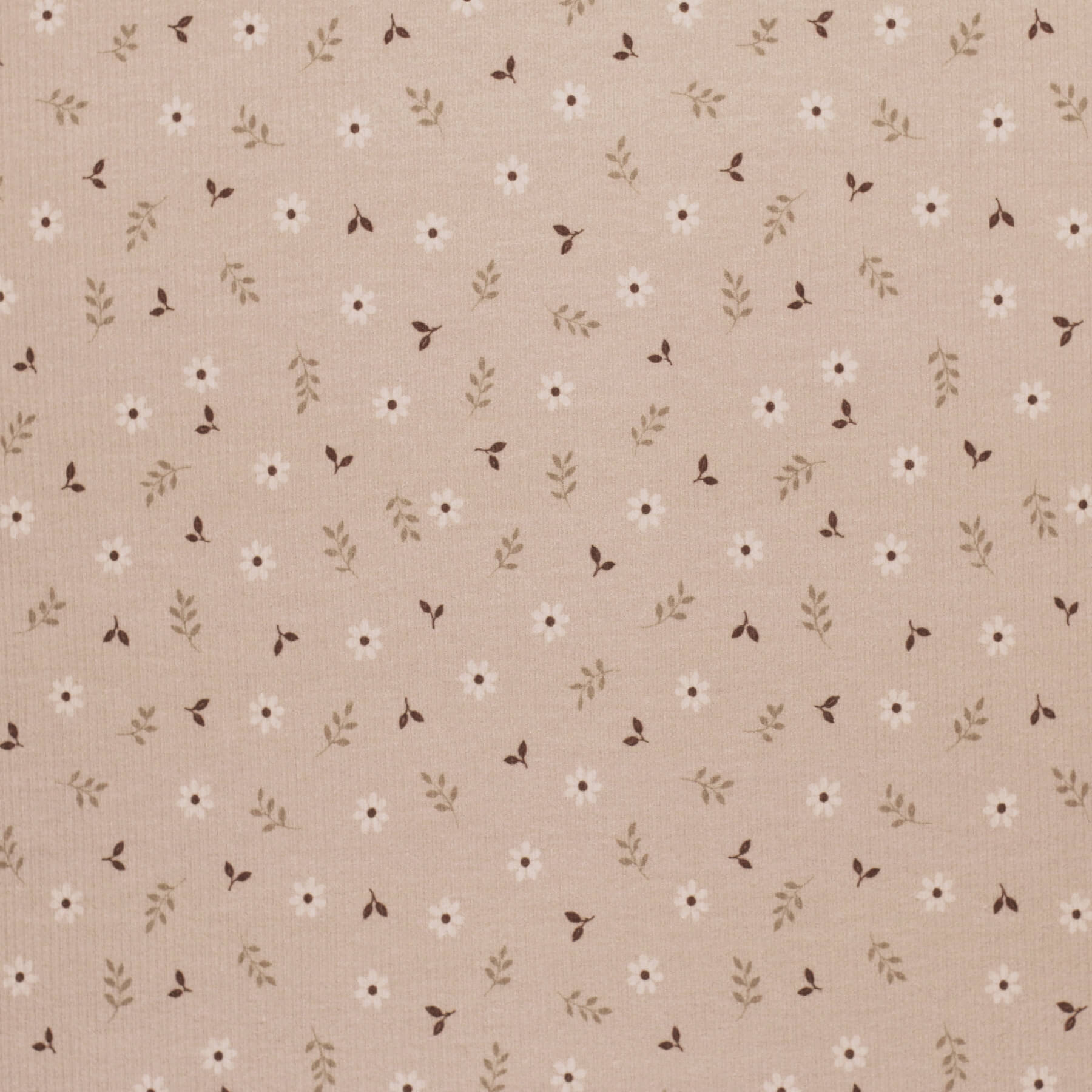 Rib Jersey Stof - Klein Madeliefje Beige