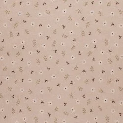 Rib Jersey Stof - Klein Madeliefje Beige