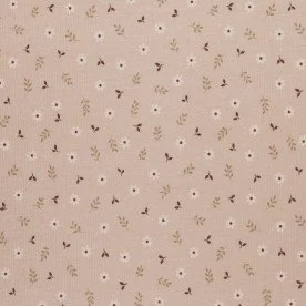 Rib Knit Jersey Fabric - Little Daisy Beige Rib Knit Jersey Fabric - Little Daisy Beige
