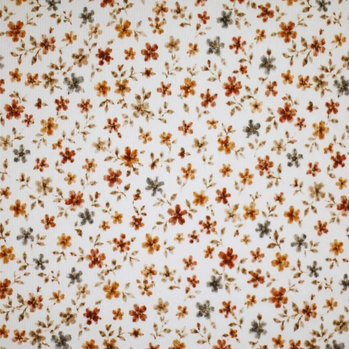 Rib Jersey Stof - Wilde Bloei Rustiek Rib Jersey Stof - Confettihartjes - (Jersey Stoffen)