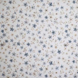 Rib Knit Jersey Fabric - Wild Bloom Steel Blue