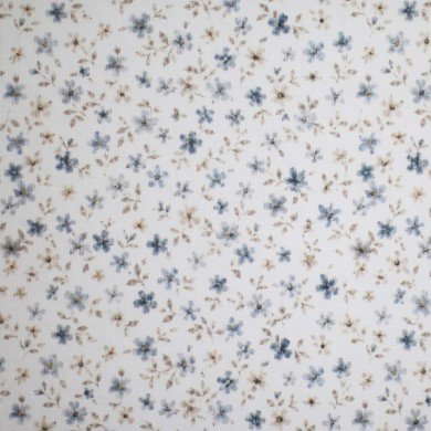 Rib Knit Jersey Fabric - Wild Bloom Steel Blue
