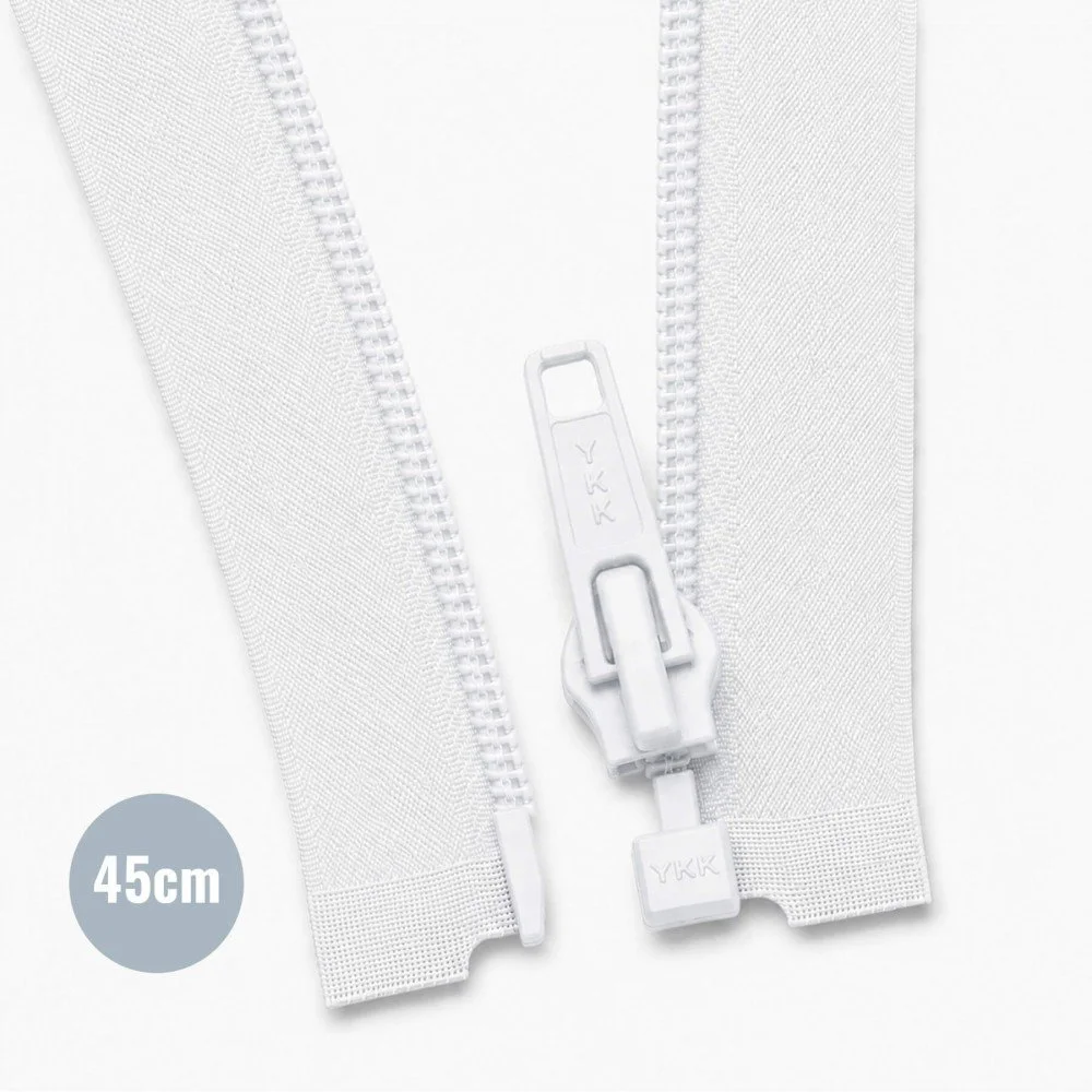 Divisible Spiral Zipper YKK White (501) 45CM Nylon