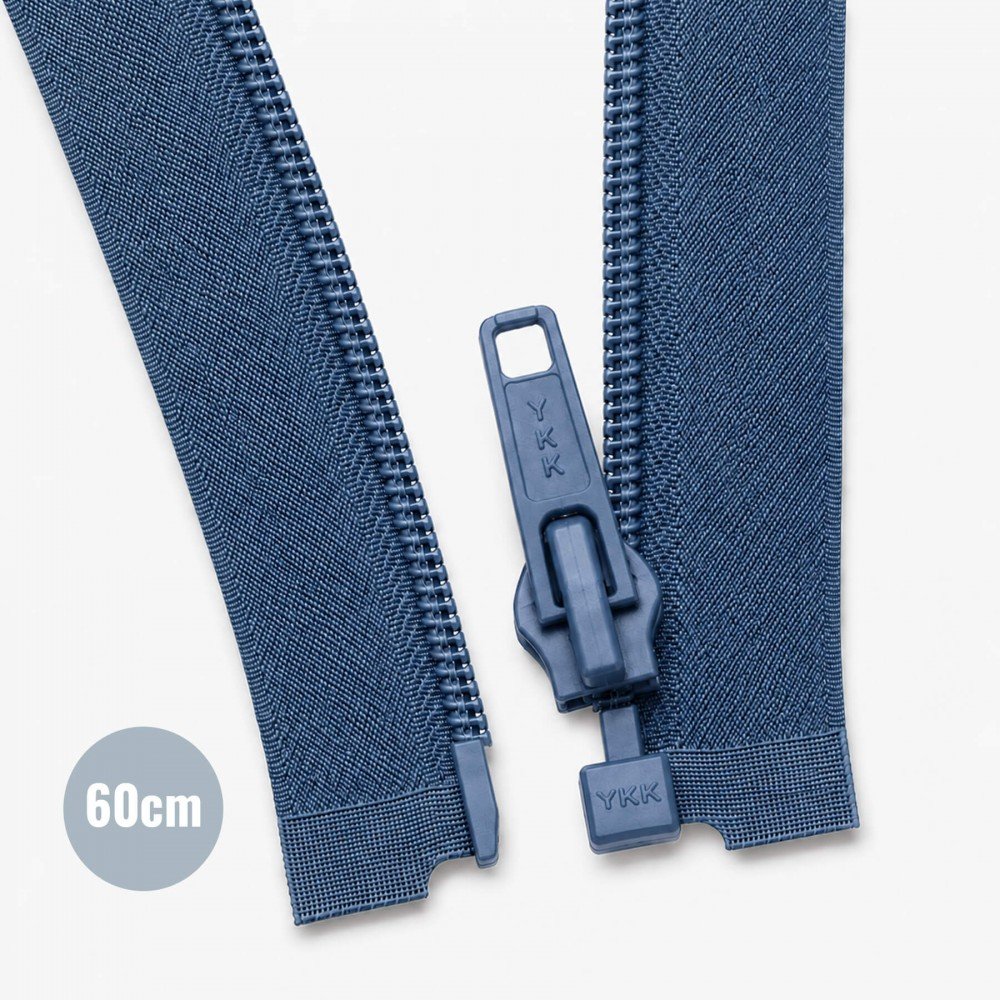 Zamki Błyskawiczne Rozdzielczy Spiralne YKK Ciemny Dżinsu (398) 60CM Nylon