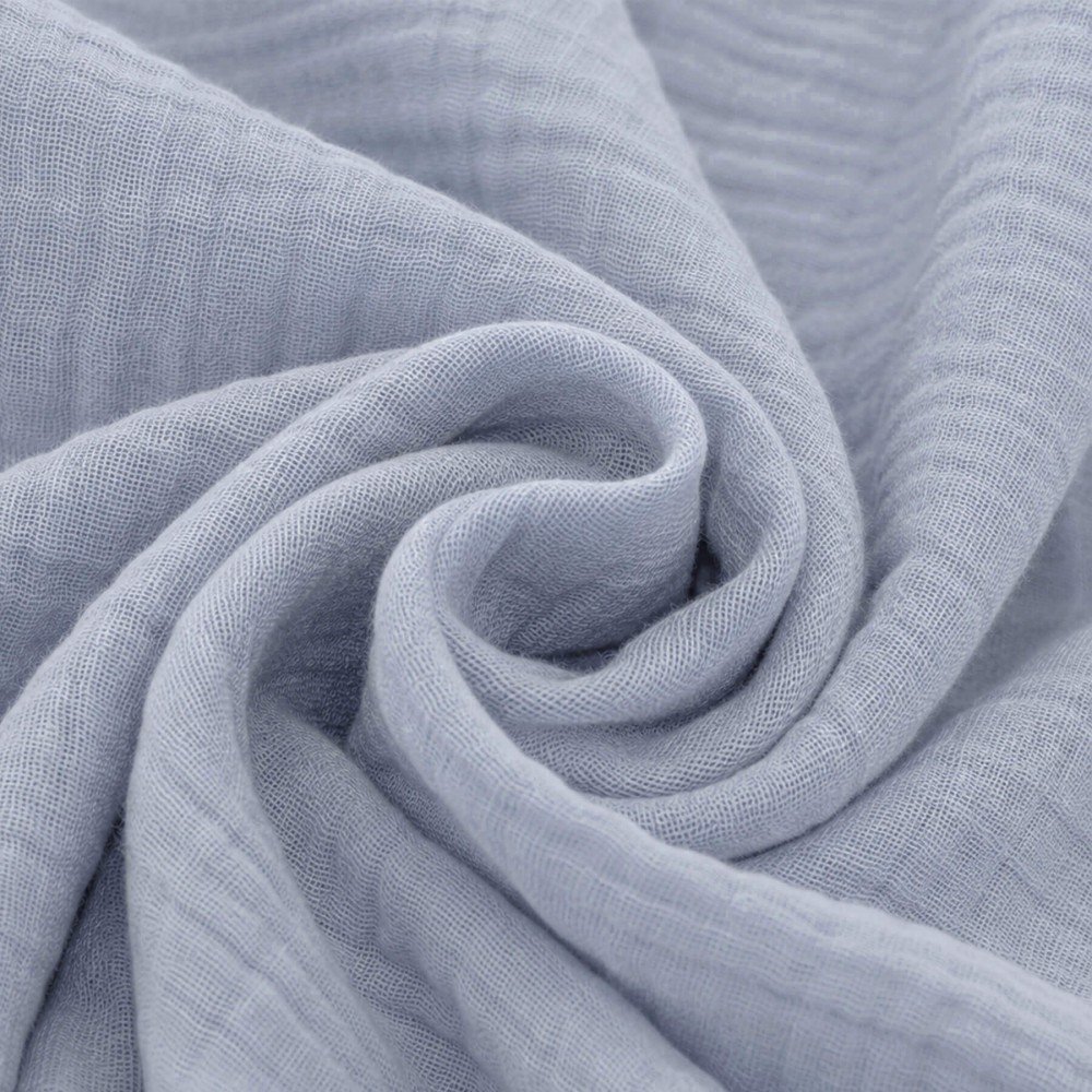 Baumwoll Musselin Stoff Stahlblau