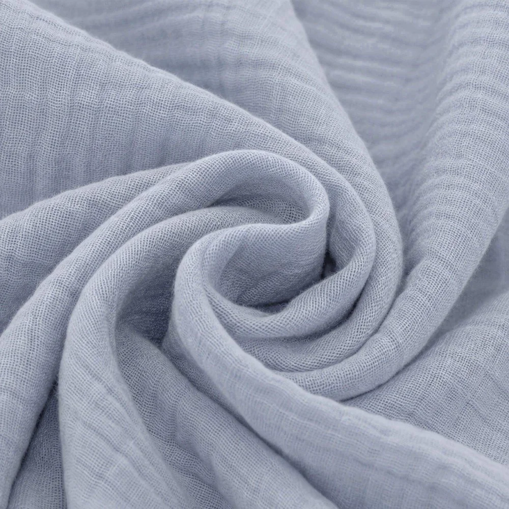 Baumwoll Musselin Stoff Stahlblau