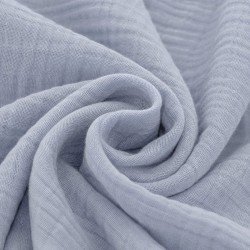 Tissu Double Gaze De Coton Bleu Acier