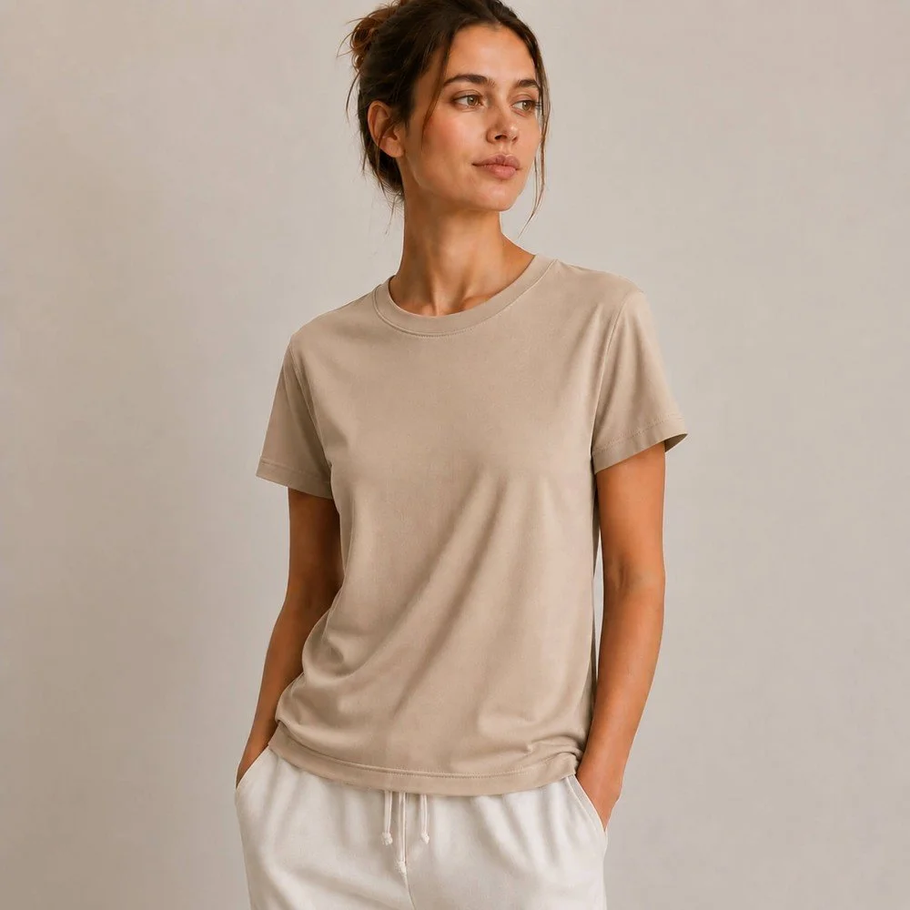 Interlock Jersey Katoen Dark Beige