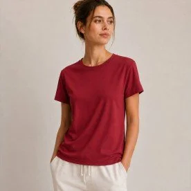 Tissu Interlock 100% Coton Rouge Foncé