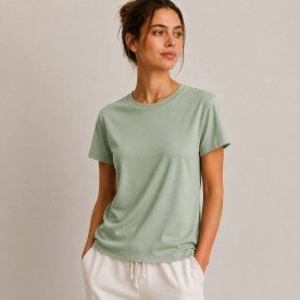 Interlock Jersey 100% Bomuld Dusty Grøn