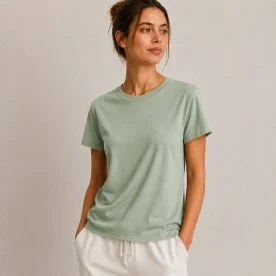 Interlock Jersey 100% Bomuld Dusty Grøn