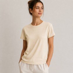 Interlock Jersey Di Cotone Beige Naturel Interlock Jersey Di Cotone Beige Naturel