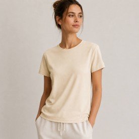 Interlock Jersey 100% Bomuld Naturel Beige
