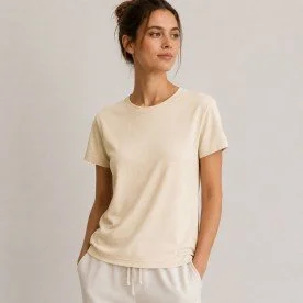Interlock Jersey 100% Bomuld Naturel Beige