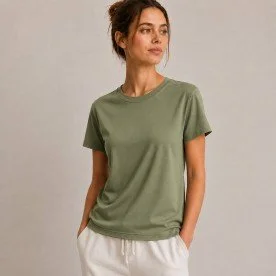 Tissu Interlock 100% Coton Olive