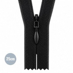 Usynlig Lynlås Sort (580) YKK 25CM Ikke-Delelige Usynlig Lynlås Sort (580) YKK 25CM Ikke-Delelige