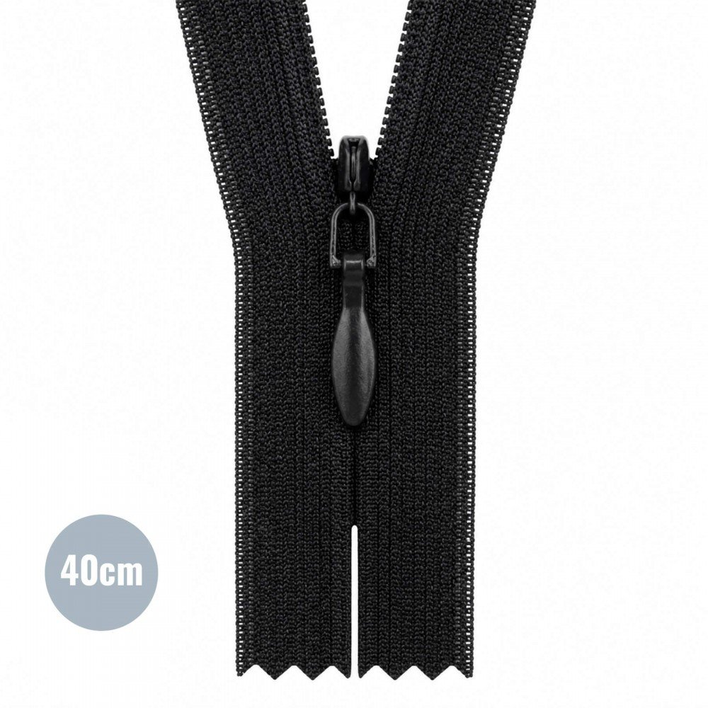 Cerniera Lampo Invisibile Nero (580) YKK 40CM Non Separabile