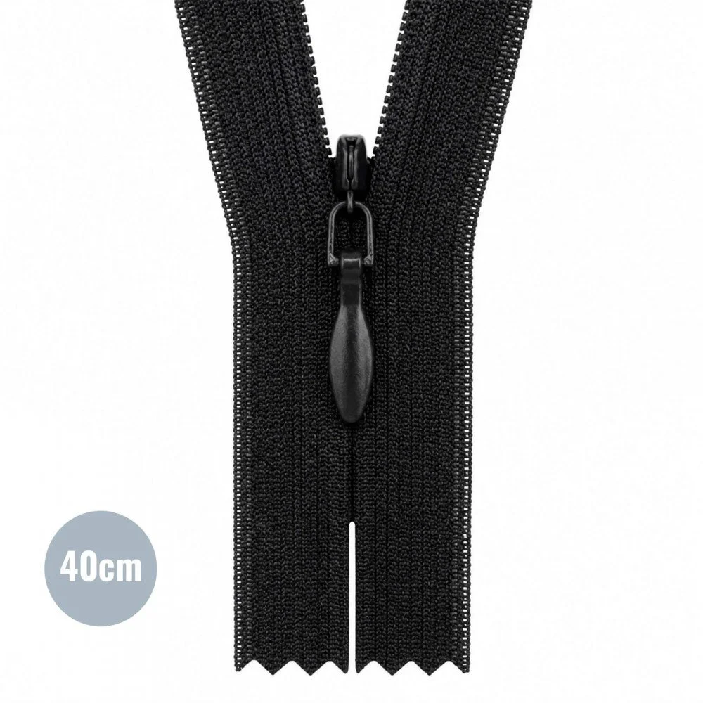 Cerniera Lampo Invisibile Nero (580) YKK 40CM Non Separabile