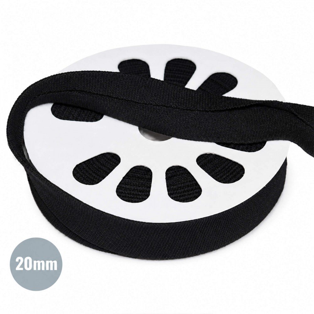 Nastro In Sbieco Jersey Nero 20mm Nastro In Sbieco Jersey Nero 20mm