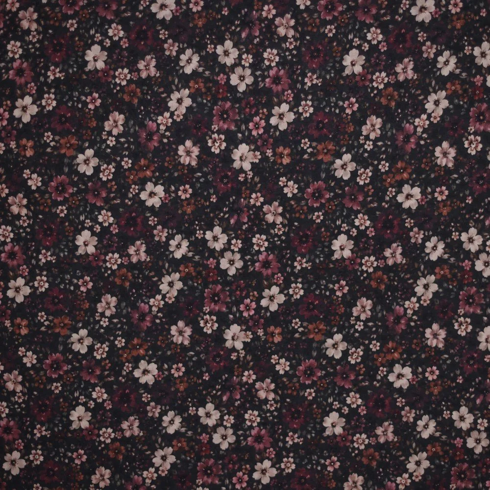 Jersey di Cotone Stampa Digitale - Fiore Scuro Jersey Di Cotone Stampa Digitale - Dolce Fiore - (Jersey Di Cotone Digitale Stampata)