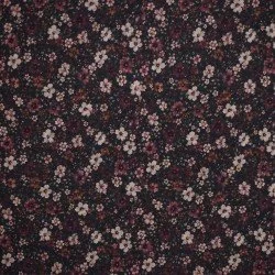Jersey Coton Impression Numérique - Fleur Sombre Bordeaux