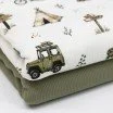 Rib Jersey Stof - Camping Rib Jersey Stof - Confettihartjes - (Jersey Stoffen)