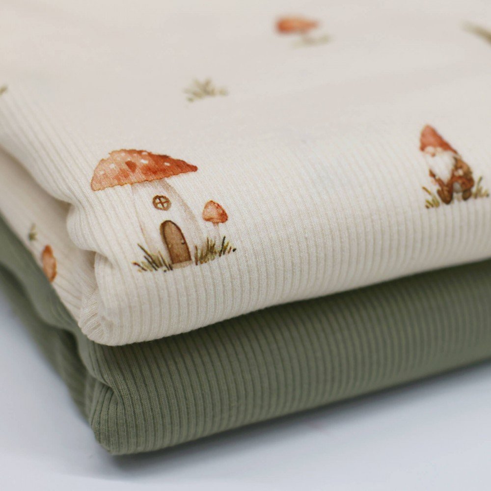 Rib Jersey Stof - Sprookjes Kabouters Rib Jersey Stof - Confettihartjes - (Jersey Stoffen)