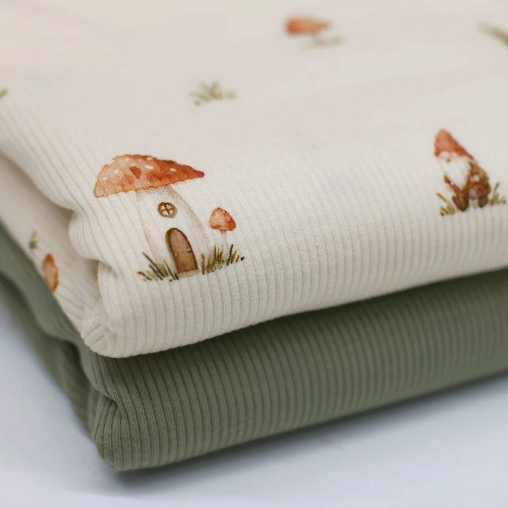 Rippstrick Jersey Stoff - Konfetti Herzen - (Jersey Stoffe)