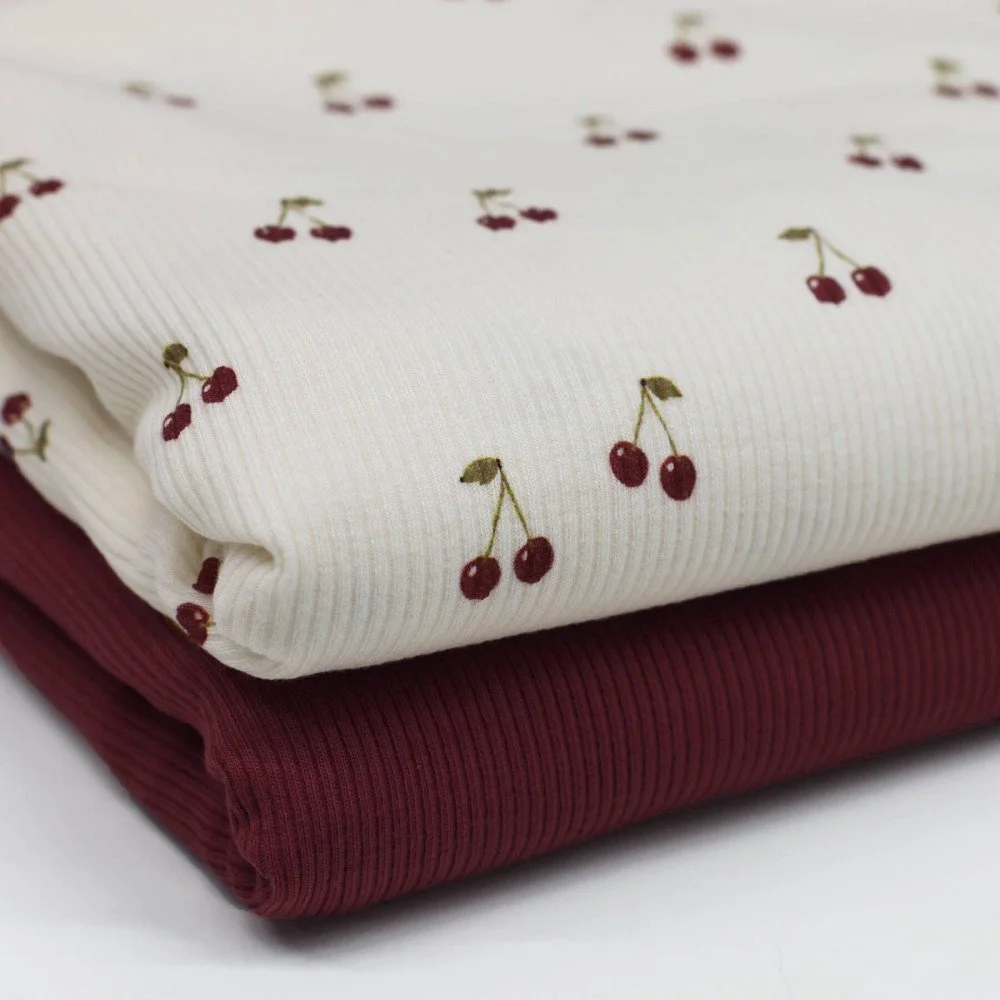Rib Knit Jersey Fabric - Confetti Hearts - (Jersey Fabrics)
