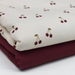 Rib Jersey Stof - Fruit Plezier Kersen Rib Jersey Stof - Fruit Plezier Kersen