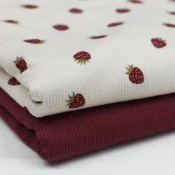 Rib Knit Jersey Fabric - Fruit Pleasure Strawberries