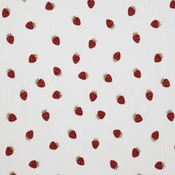 Rib Knit Jersey Fabric - Fruit Pleasure Strawberries